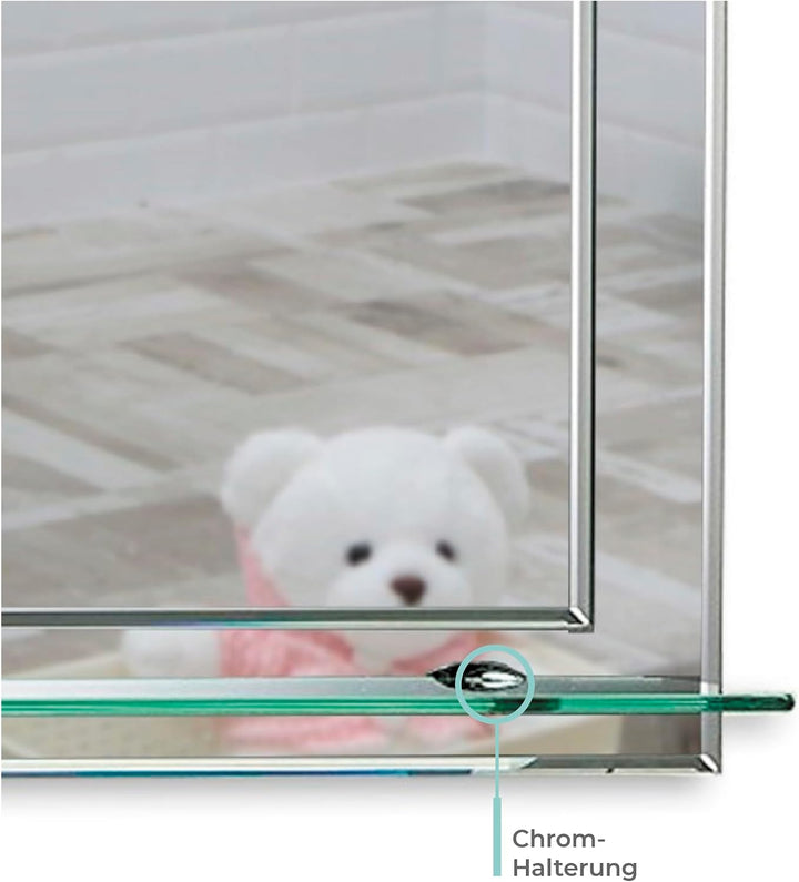 Neue Design Schöner rechteckiger Badezimmerspiegel mit Ablage, modern und stylish, 2 Lagen Glass, mi