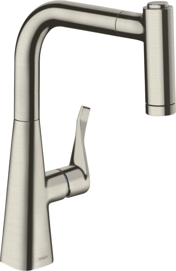 hansgrohe Metris Einhebel-Küchenarmatur (Komfort-Höhe 220 mm, mit Ausziehbrause und Schlauchbox) Ede