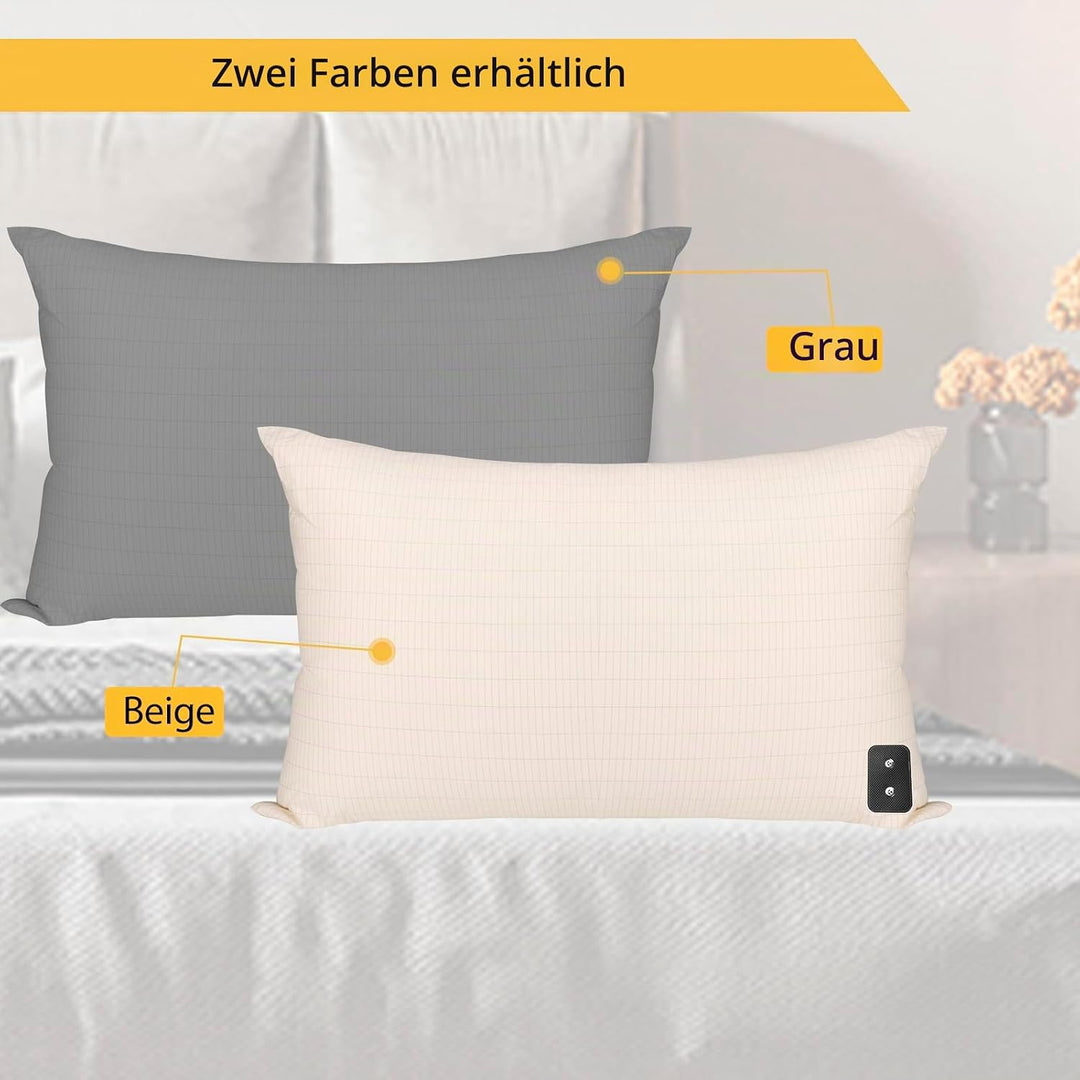 HUNAIGEE Erdungs-Kissenbezug 51 x 76 cm Erdungskissen Bezug mit EU Erdungskabel Earthing Matte leitf