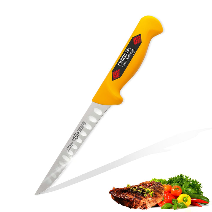EIKASO Solingen Germany Ausbeinmesser gerade mit Kullen 18cm Klinge aus Molybdänstahl 1.4116 Profi F