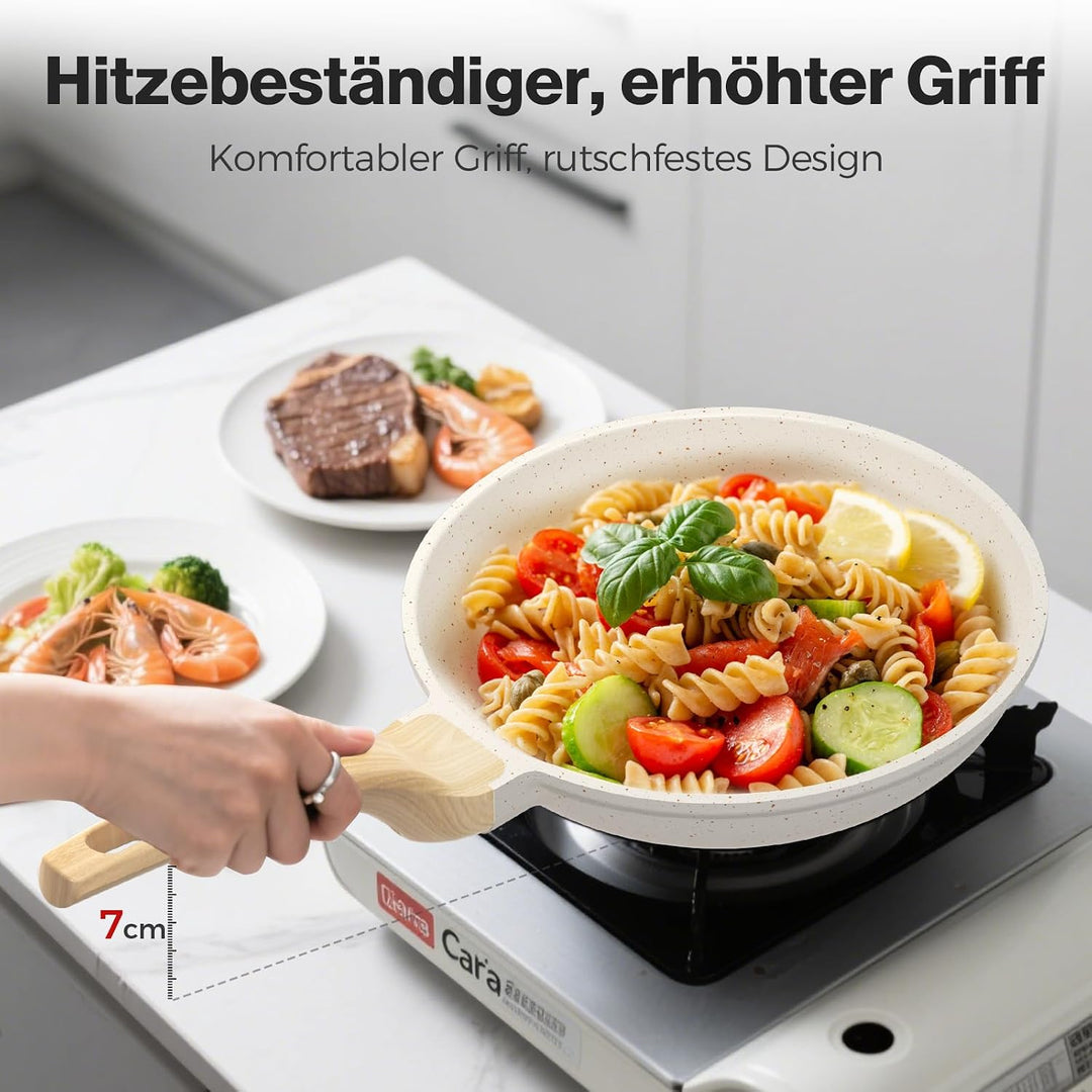 YASHE Antihaft-Bratpfannen-Set, 3-teilig mit 20/24/28 cm Granit-Pfannen, induktionsgeeignet, gesunde