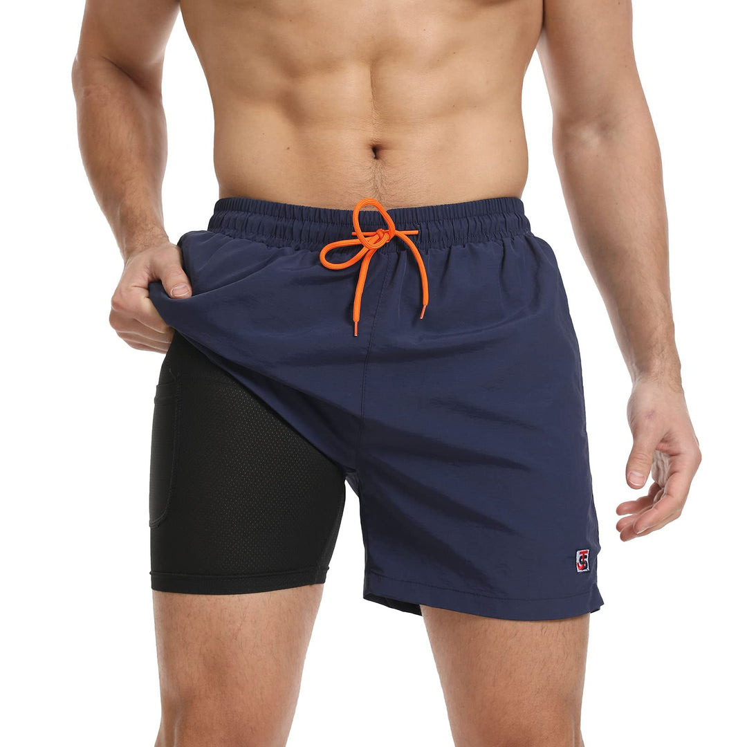 JustSun Badehose Herren Schnelltrocknend Boardshorts mit Mesh-Futter und Verstellbarem Tunnelzug S D