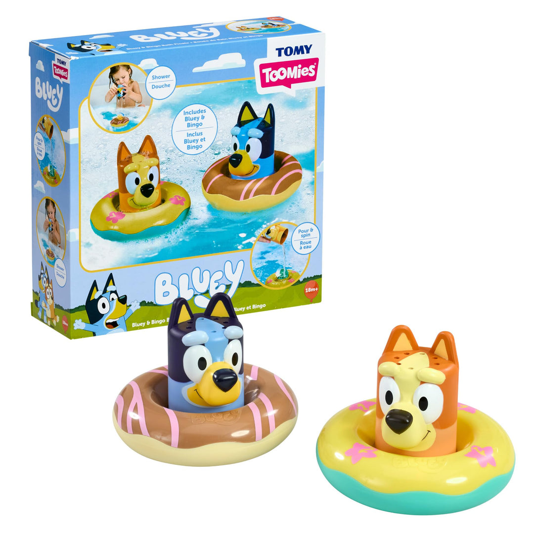 Tomy Toomies Badespielzeug Bluey und Bingo im Schwimmring, 2 Stück | Bluey und Bingo in Schwimmringe
