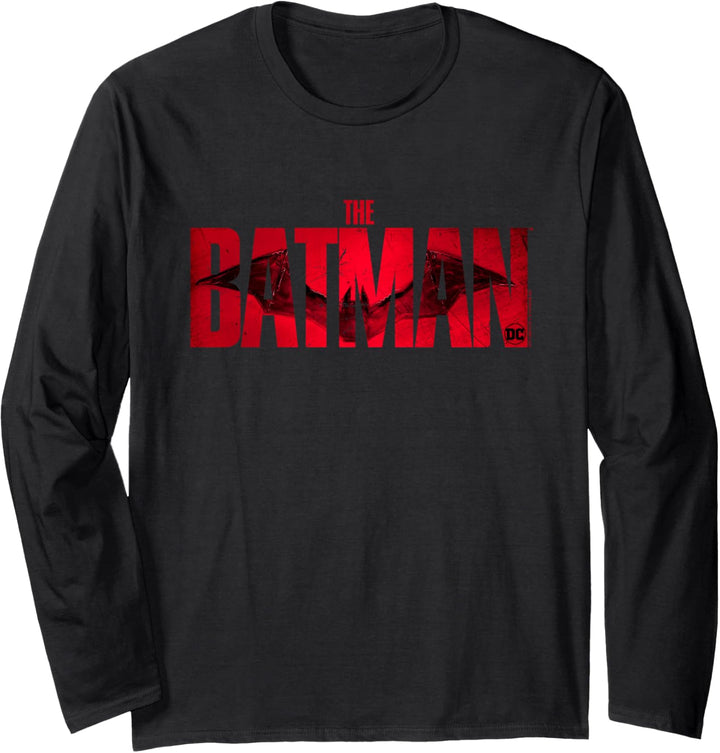 The Batman Crimson Drawn Bat Logo Langarmshirt