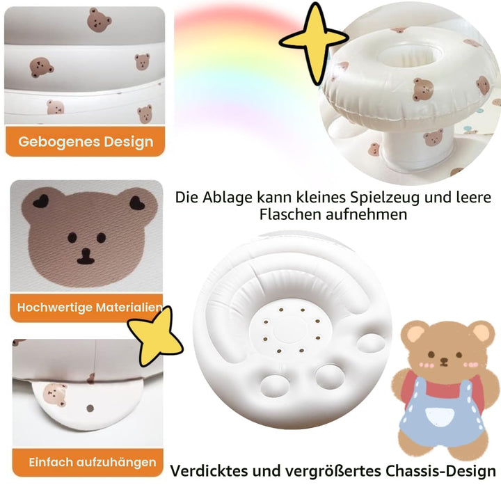Baby Aufblasbarer Sitz für Babys 3-36 Monate Eingebaute Luftpumpe Säugling Rückenstütze Sofa Kleinki