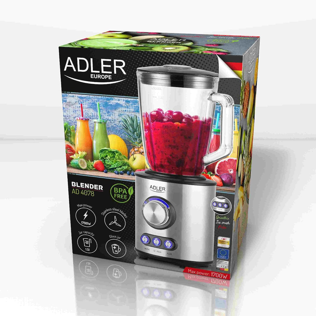 Adler AD 4078 Standmixer Edelstahl mit 1,5L Glas-Behälter