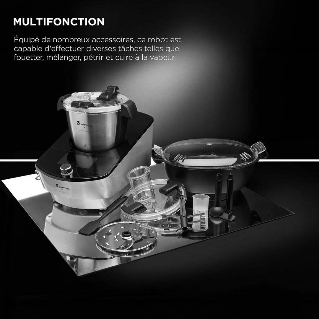 MasterPRO BY CARLO CRACCO - Küchenmaschine 1000W 3.5L - 12 Programme - LED Touch Control - Multifunk