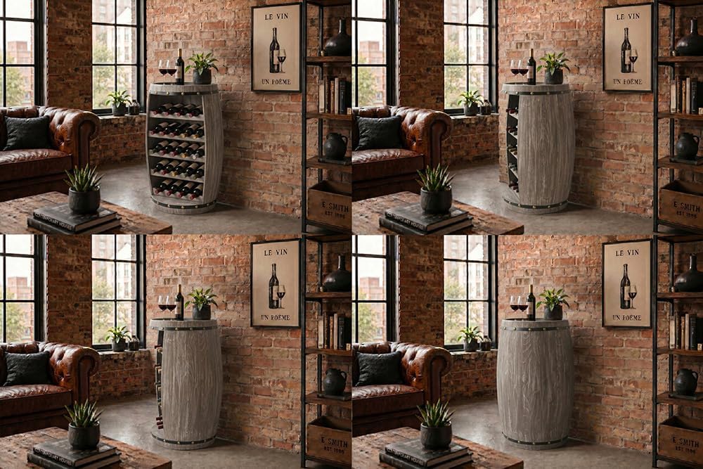 riess-ambiente.de Authentisches Weinregal Bodega 80cm Natur Weinfass Shabby Pinie
