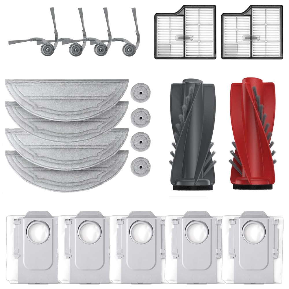 Zubehör für Roborock Saros 10 Staubsauger, 1 Dual-Hauptbürsten, 4 Seitenbürsten, 2 Filter, 4 Wischtü