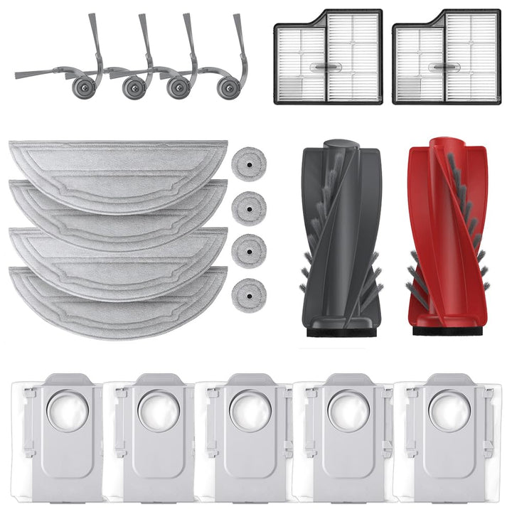 Zubehör für Roborock Saros 10 Staubsauger, 1 Dual-Hauptbürsten, 4 Seitenbürsten, 2 Filter, 4 Wischtü