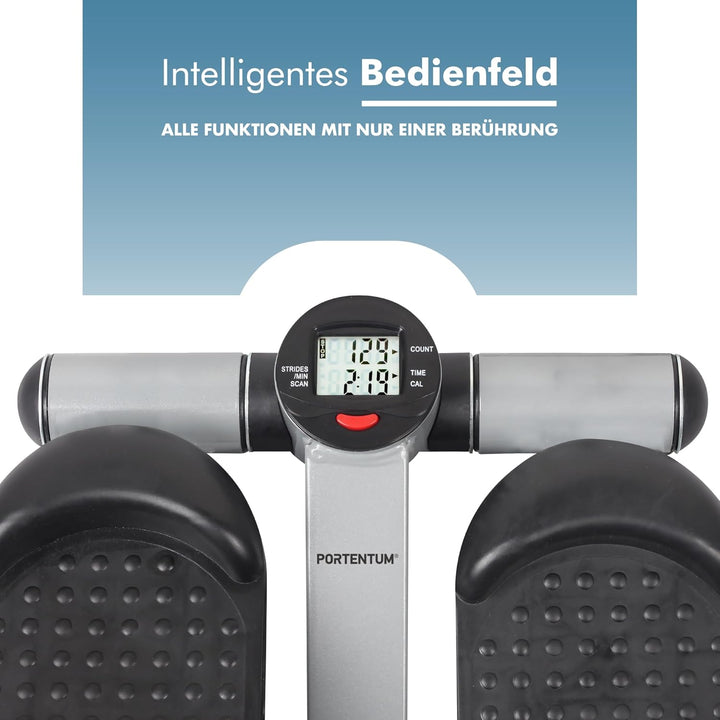 PORTENTUM Mini Stepper für Zuhause mit Widerstandsbändern und LCD-Display 5 Funktionen — Stairmaster