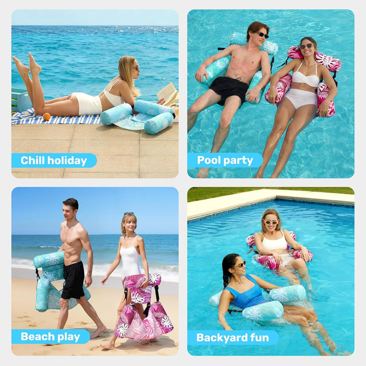 SLOOSH Aufblasbare Luftmatratze Pool für Erwachsene, 2er schwimmende Pool-Flösse, aufblasbare Pool-N
