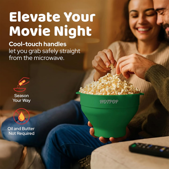 Hotpop Mikrowellen-Popcorn-Druckknopf aus Silikon, faltbar, BPA-frei und spülmaschinenfest, 20 Farbe