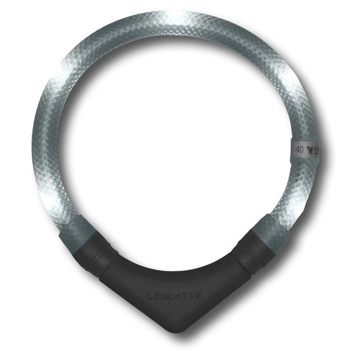 LEUCHTIE® Leuchthalsband Plus weiss Grösse 45 I LED Halsband für Hunde I 100 h Leuchtdauer I wasserd