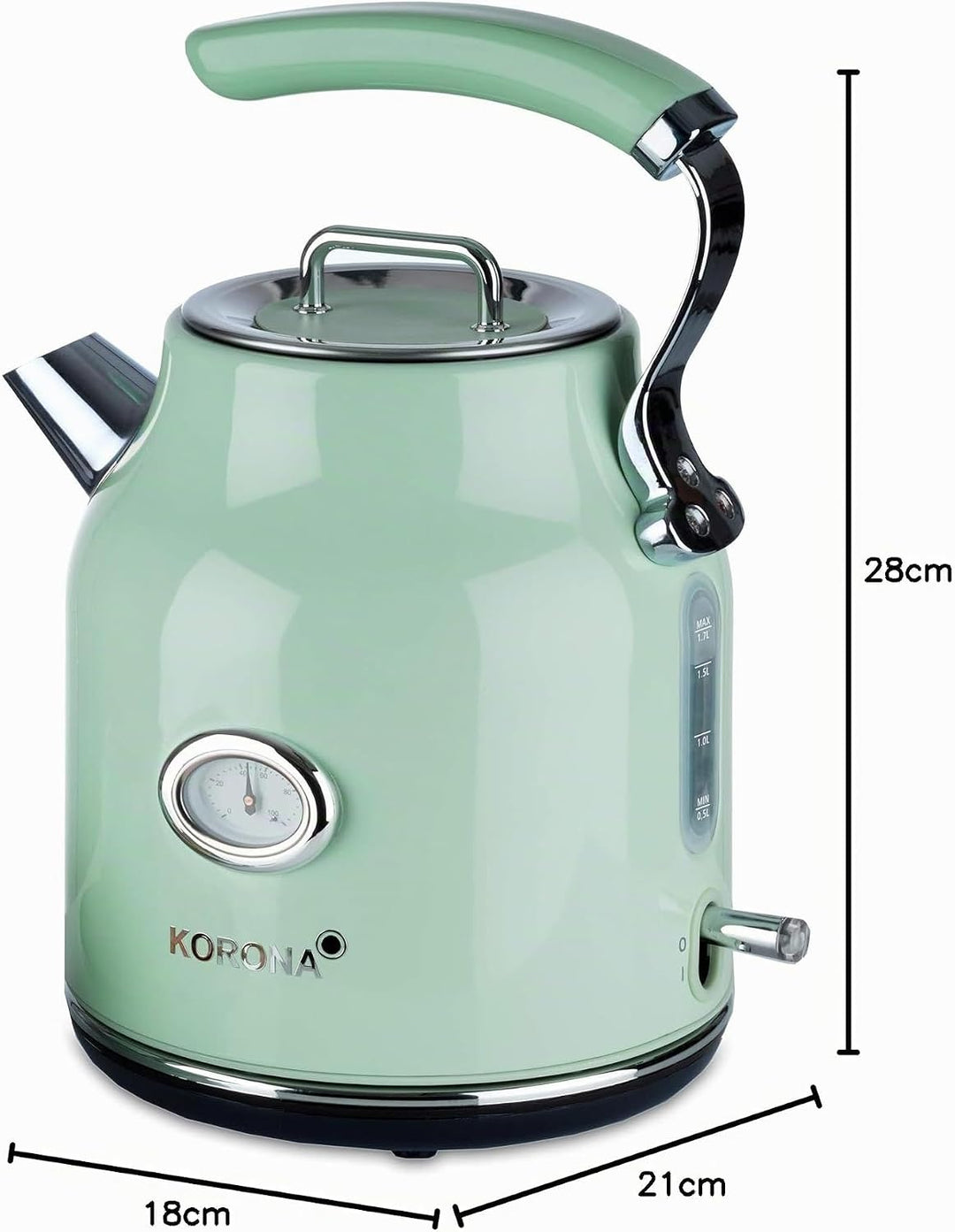 Korona 20665 Elektrischer Wasserkocher | Mint | 1,7 Liter | 2.200 Watt | Kalkfilter | Dampf-Stopp |