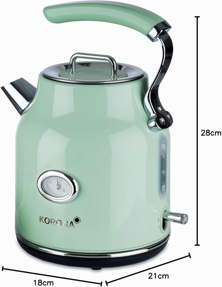 Korona 20665 Elektrischer Wasserkocher | Mint | 1,7 Liter | 2.200 Watt | Kalkfilter | Dampf-Stopp |