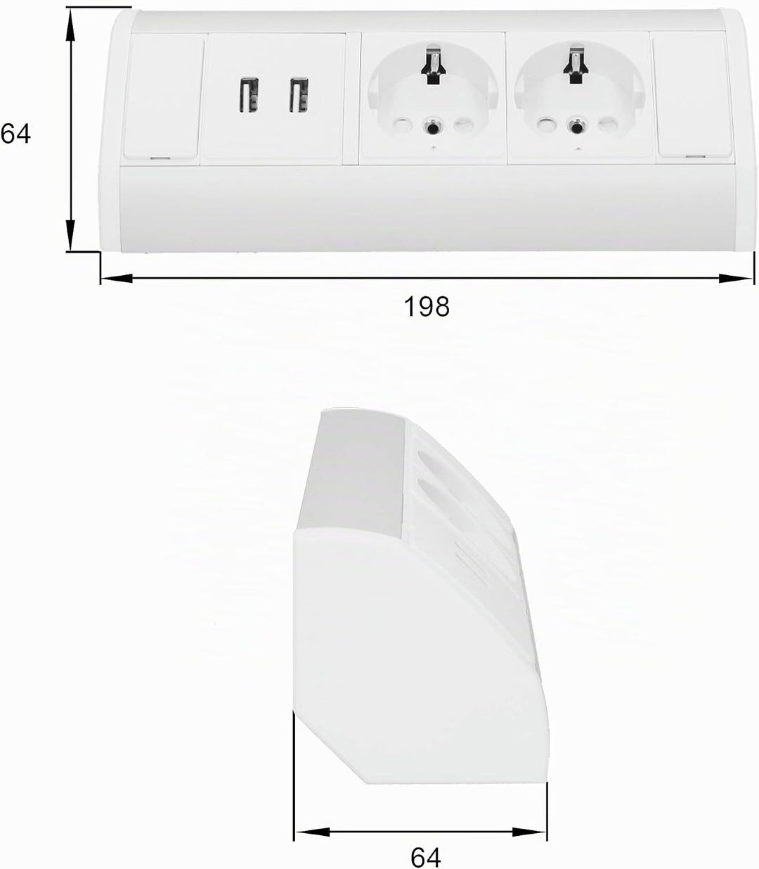 ORNO OR-GM-9003/W-G(GS) Ecksteckdose 2 Fach mit Kindersicherung + 2X USB Ladegerät 45° Aufbau-Montag