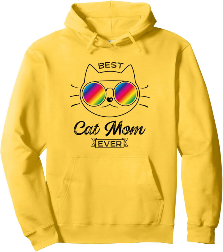 Katzenmotiv Fun Spruch Best Cat Mom Ever Sonnenbrille Pullover Hoodie