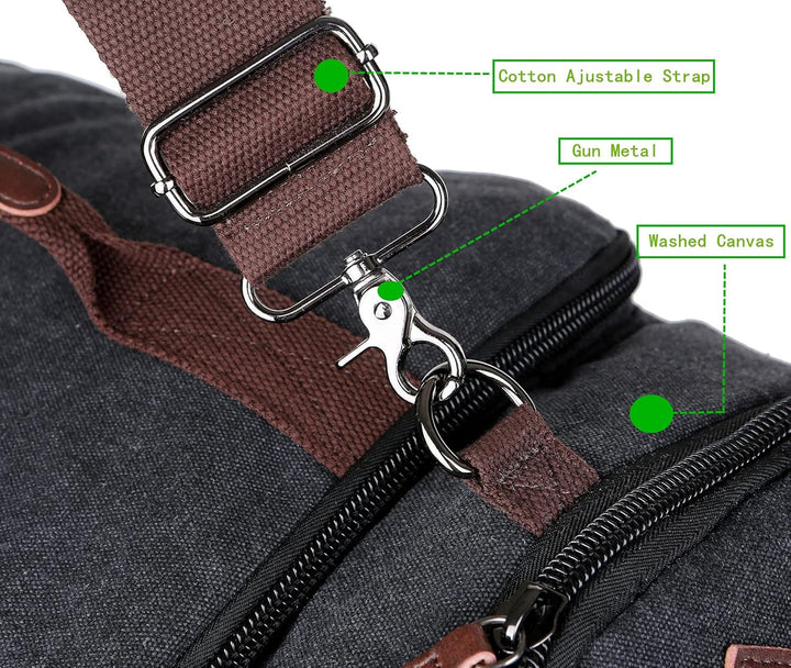 BAOSHA HB-26 Herren Vintage Canvas Rucksack Schwarz, Schwarz