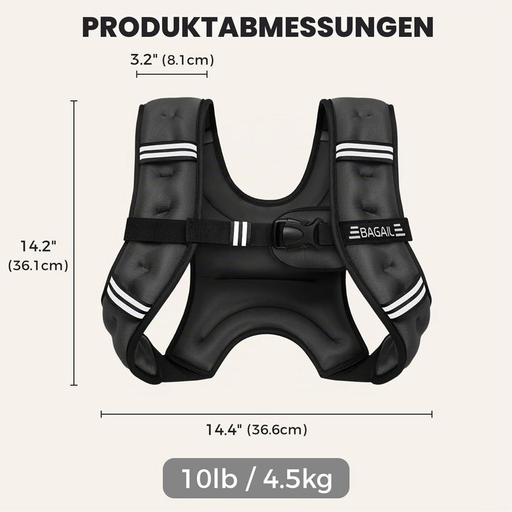 BAGAIL Gewichtsweste für Krafttraining, Brustgrösse Verstellbar, Praktische Tasche, mit Eisensand Ge