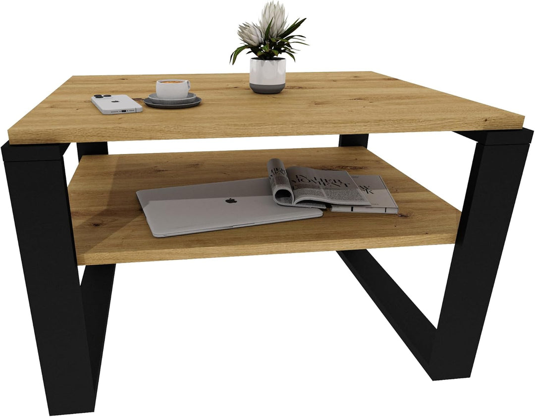 Couchtisch 61×51 cm – Wohnzimmertisch aus Holzwerkstoff, Stabiler & moderner Kaffeetisch mit zusätzl