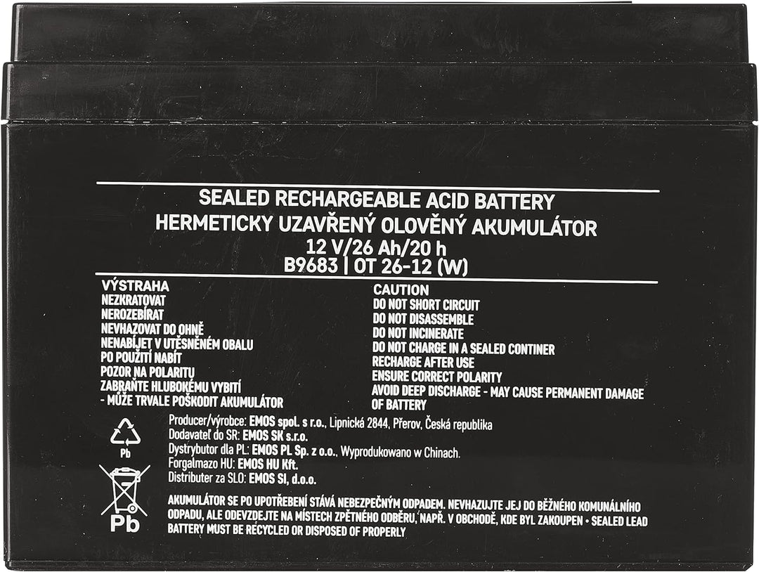 EMOS Wartungsfreier Bleiakku/Bleiakkumulator für Fischer, Gefahrmeldeanlagen, Brandmeldetechnik, USV