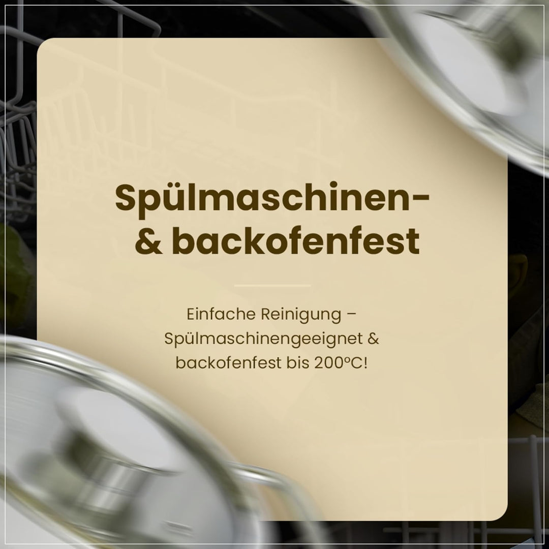 GRANA HOME Induktions Kochtopf aus 100% Edelstahl mit Deckel aus Glas mit Dampfloch, Bratentopf für