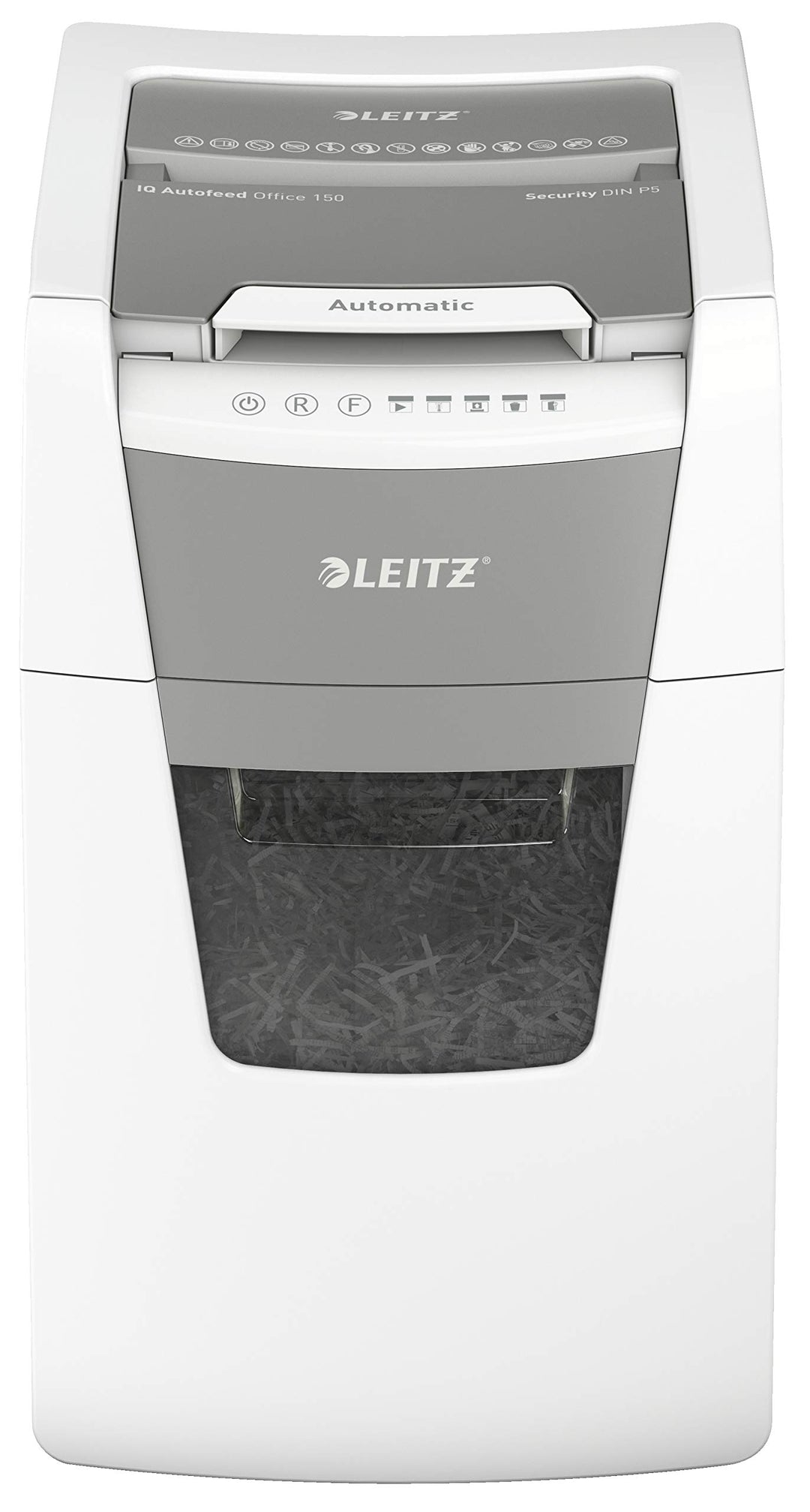 Leitz IQ Autofeed Office Aktenvernichter CH, Mikroschnitt P5, 150 Blatt, 44l-Abfallbehälter, mit Sch