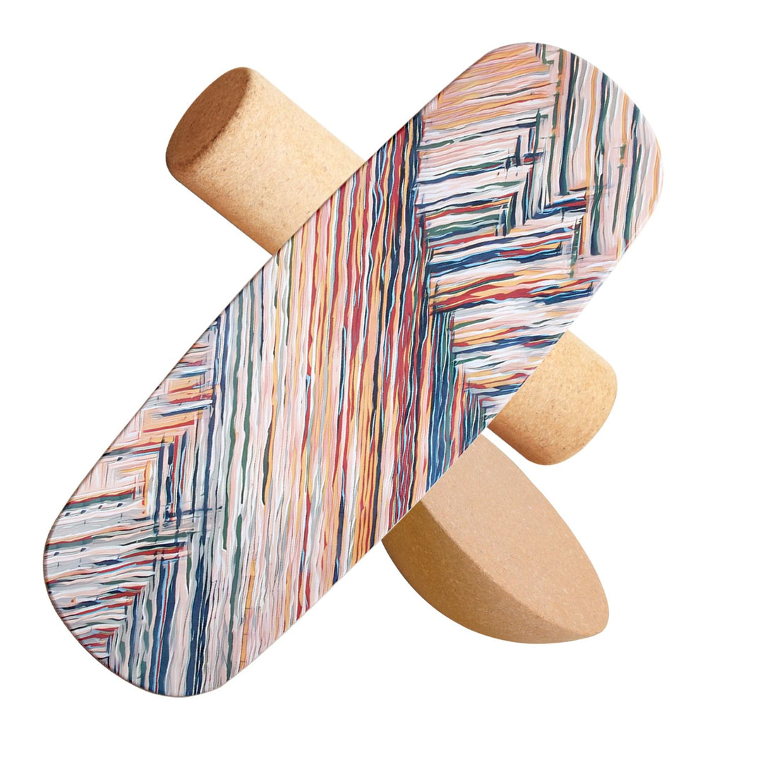 Holz Balance Board mit Rolle & Halbkugel - Balancierbrett für Gleichgewichtstraining - Erwachsene -