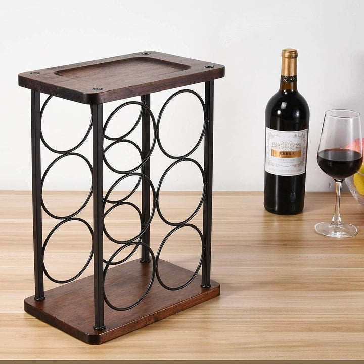 Weinflaschenhalter, 6 Flaschen Wein Regal Stand, Weinregal freistehend aus Holz, perfekt für Heimdek