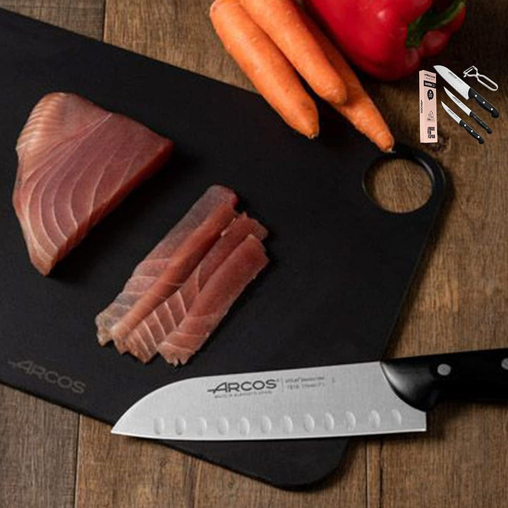 Arcos Professionelles japanisches Messerset | 4-teilig | Gemüsemesser 100 mm + Küche 150 mm + Santok