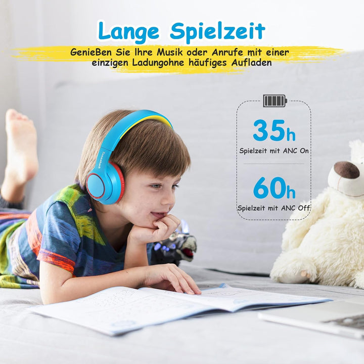 Bluetooth Kopfhörer Kinder | Noise Cancelling Kinder Kopfhörer | Over-Ear Kinderkopfhörer Bluetooth
