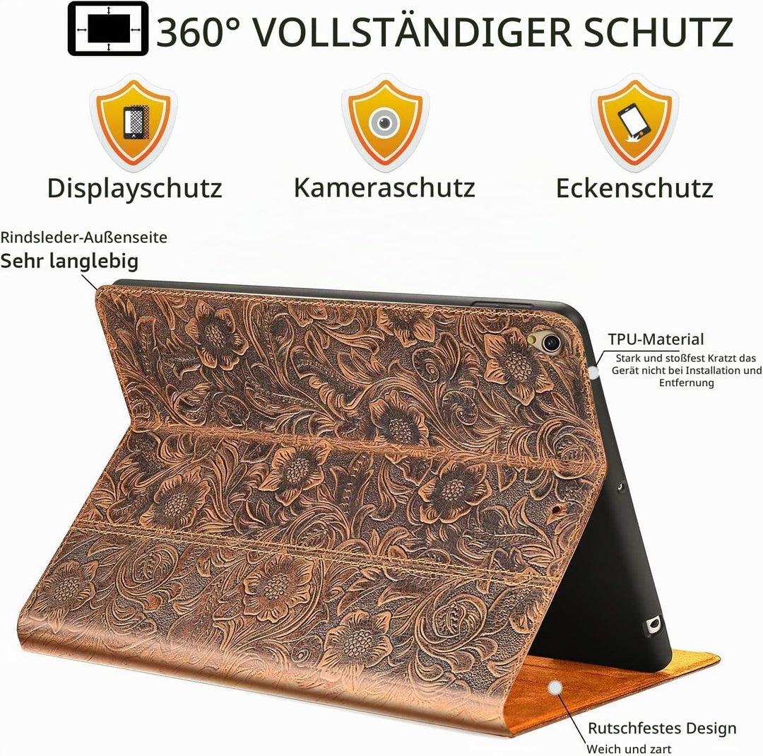 Gexmil Hülle für iPad Mini 5./4. Generation 2019/2015 7,9 Zoll Echt Leder Hülle mit Stylus Halter An