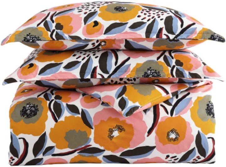 Marimekko - Doppelbett-Bettbezug-Set, Baumwoll-Perkal-Bettwäsche mit passendem Kissenbezug und Knopf