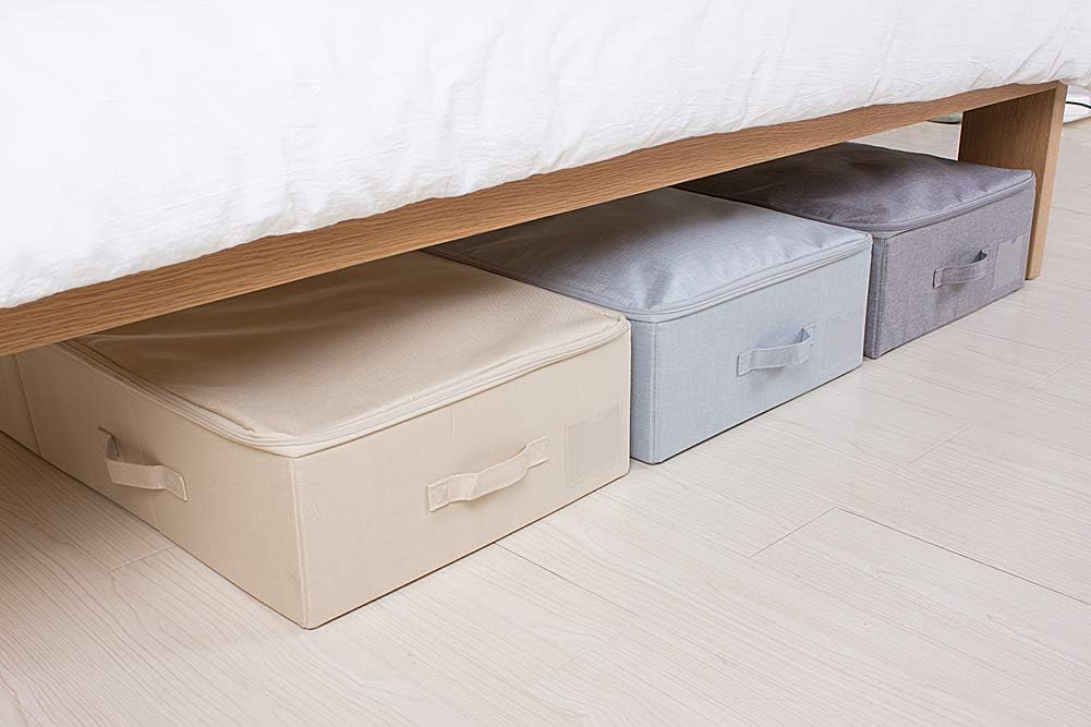 2er-Pack, grosse starre Unterbett-Aufbewahrungsboxen für Bettdecken, Queen/King Size Decken, Kunstst