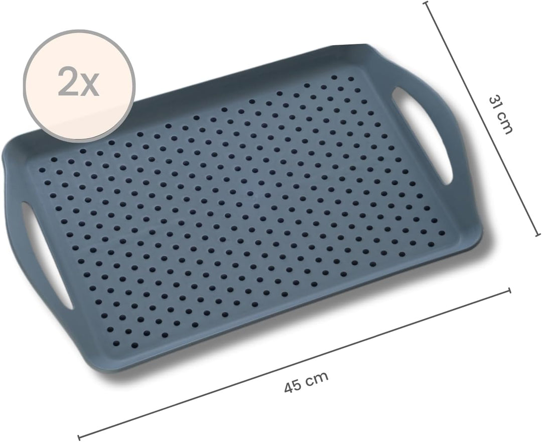 3 PAGEN® 2X Anti-Rutsch Tablett XL mit Griff, rutschfest Serviertablett Gross 2er-Set, Antirutsch Ta