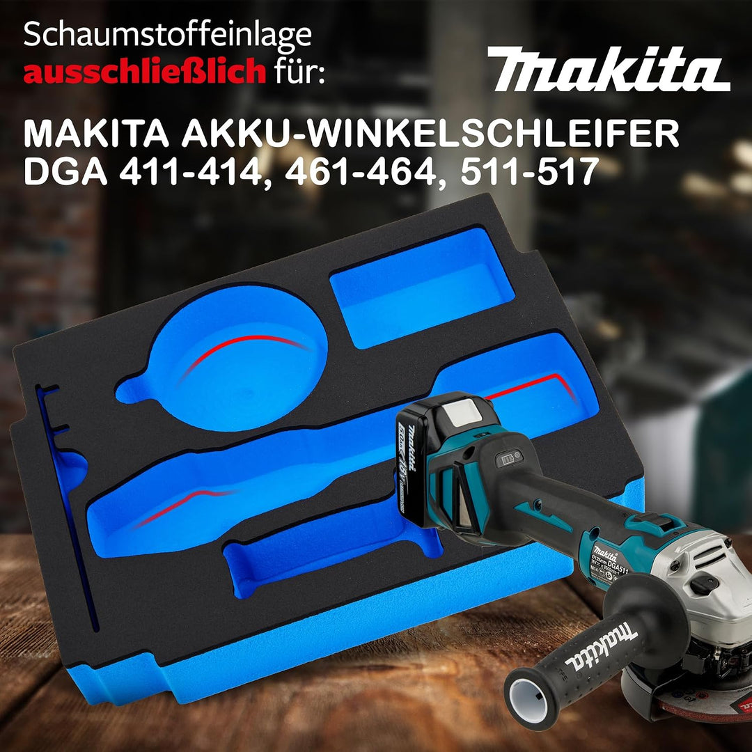 APTEX Schaumeinlage passend für Makita Akku-Winkelschleifer DGA 411-414, 461-464, 511-514 MakPac Gr.