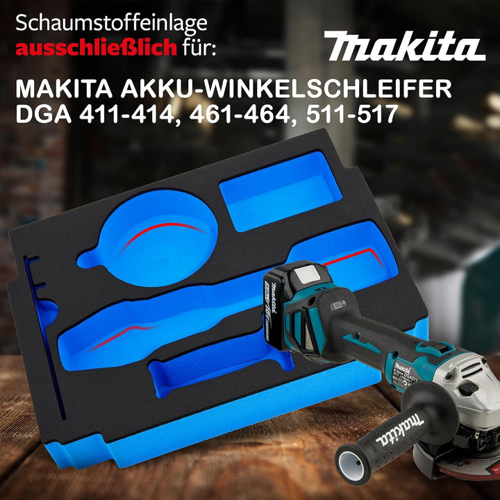 APTEX Schaumeinlage passend für Makita Akku-Winkelschleifer DGA 411-414, 461-464, 511-514 MakPac Gr.