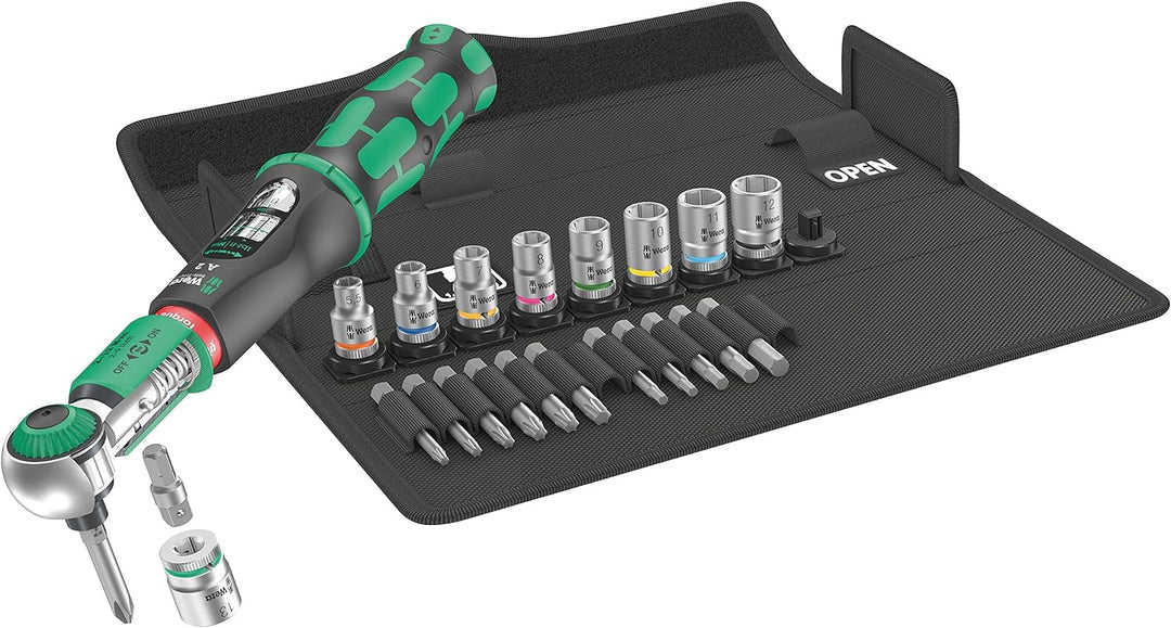 Wera 05075832001 Safe-Torque A 2 Set 1, Drehmomentschlüssel-Satz, 1/4" Sechskant, 2-12 Nm, 23-teilig