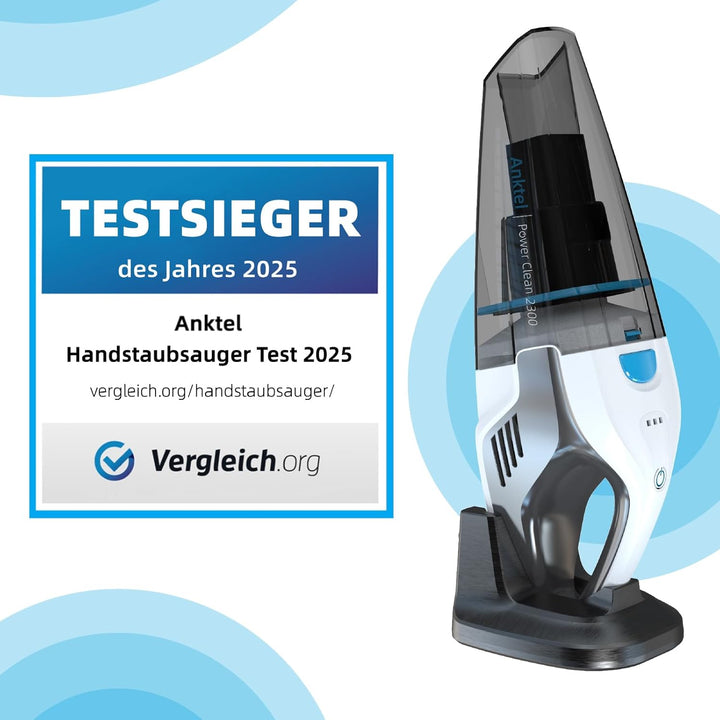 Anktel Handstaubsauger, 9000PA Handstaubsauger Akku Beutellos Nass&Trocken mit Wandhalterung Ladesta