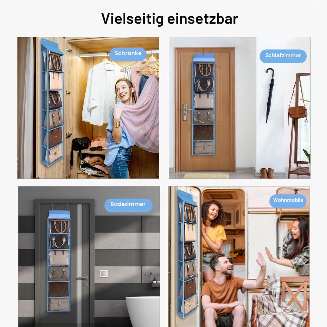 Lirex Geldbörsen-Organizer, 6 Taschen Handtaschen-Organizer mit Reissverschluss zum Aufhängen, für S