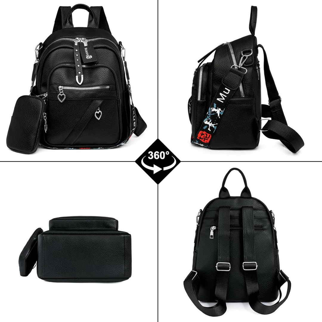 JANSBEN Leder Rucksack Damen Klein, Elegant Cityrucksack Modern Anti-Diebstahl Tagesrucksack Backpac