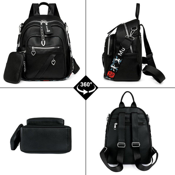 JANSBEN Leder Rucksack Damen Klein, Elegant Cityrucksack Modern Anti-Diebstahl Tagesrucksack Backpac