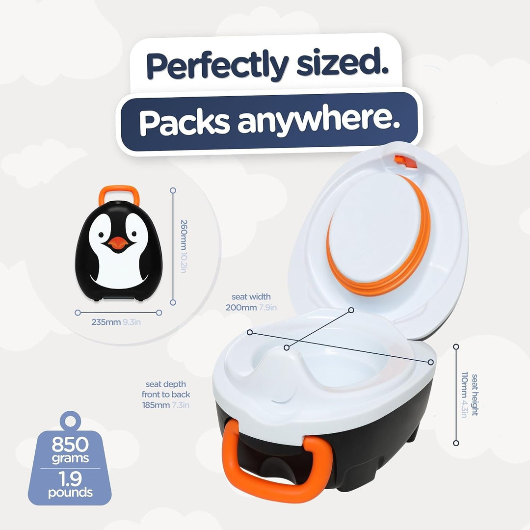 My Carry Potty - Pinguin Travel Töpfchen, preisgekrönter tragbarer Toilettensitz für Kleinkinder, de