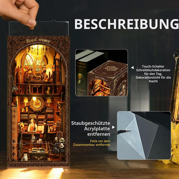 LUMYCE Book Nook Kit für Erwachsene Holzpuzzle DIY Miniatur Haus 3D Puppenhaus - Buchstütze für Büch