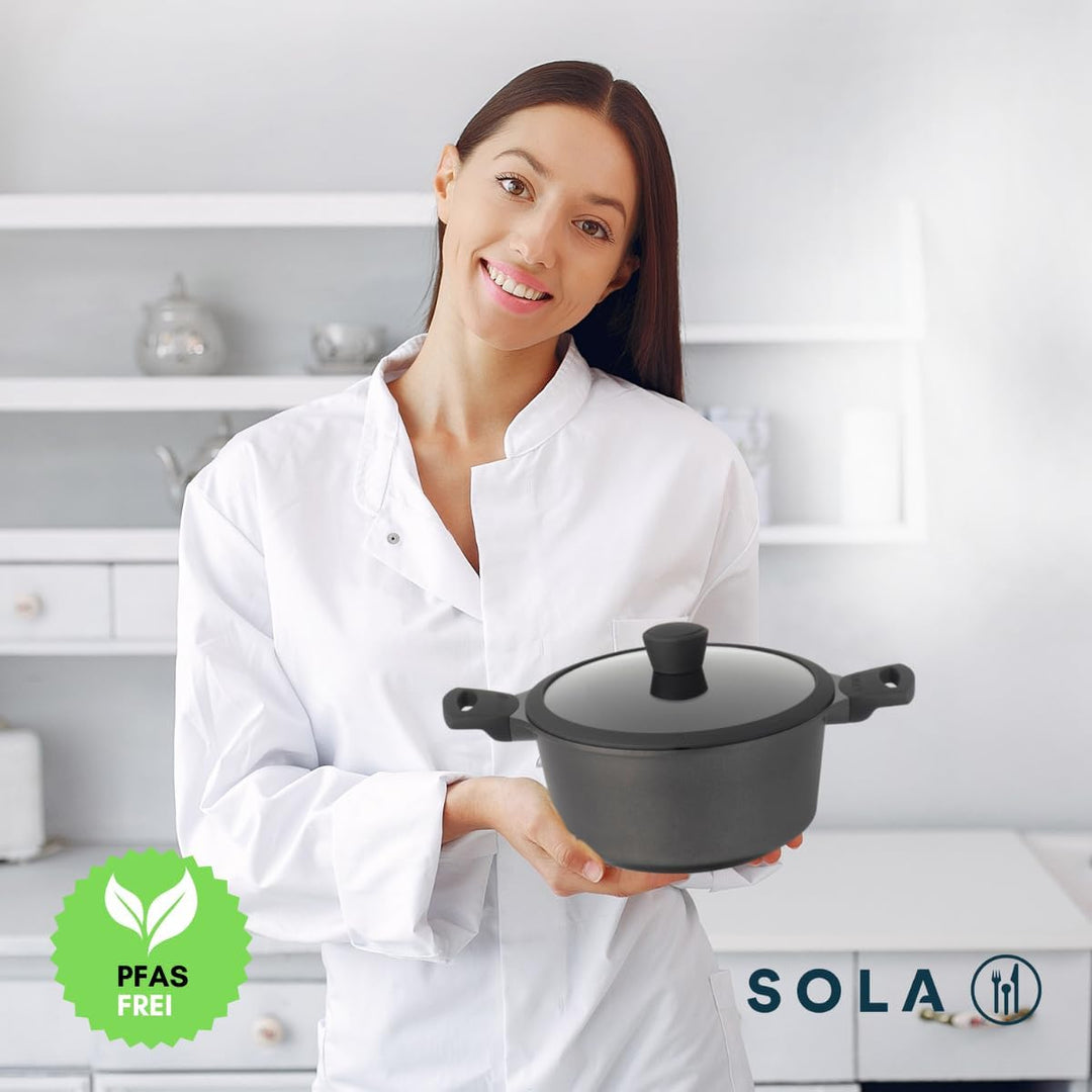 Sola Bräter mit Deckel Ceramic Deluxe - Induktionsgeeignet - Keramische Antihaftbeschichtung - ø 24