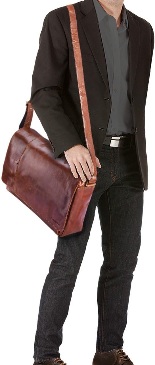 STILORD Vintage Umhängetasche Leder gross für Herren Damen 15.6 Zoll Laptoptasche Unitasche Bürotasc