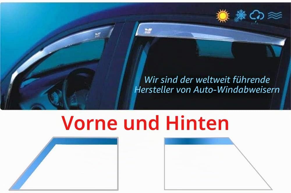 Towequipe HEKO-28635 Windabweiser, für Front und Heck, für VW Tiguan 5-Türer Schrägheck ab 2007, 4 S