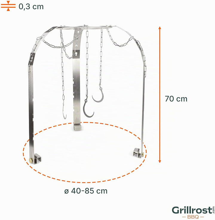 Grillrost.com Das Original Asado Dom - Der Grilltrend aus Argentinien - einstellbar für Kugelgrills,