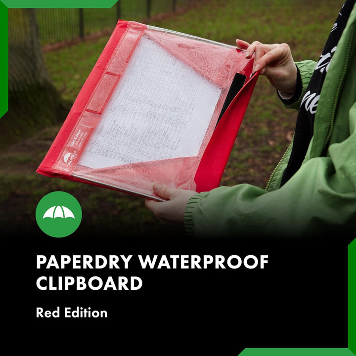 Rot Wasserfestes Klemmbrett A4 Hochformat, Hochwertiges PVC, 18 Monate Garantie, Klemmbrett mit Deck